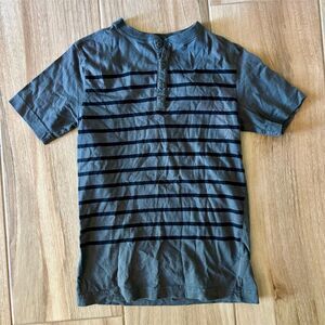 Old Navy Boys Gray & Black Striped Henley T-Shirt Size 10-12 Casual